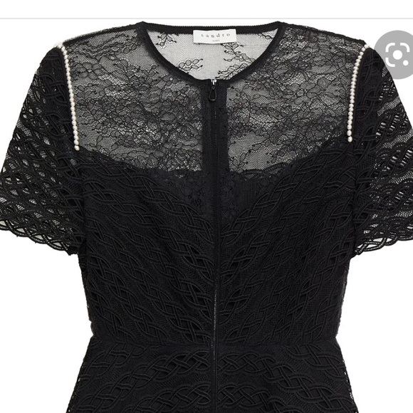 Sandro Dresses & Skirts - 🤍🖤Sandro Woman Dente Embellished Paneled Lace Mini Dress Black Size 36/ us 2